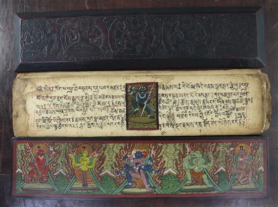 A Tibetan Sutra, late 19th/early 20th century, 29cm x 9.5cm